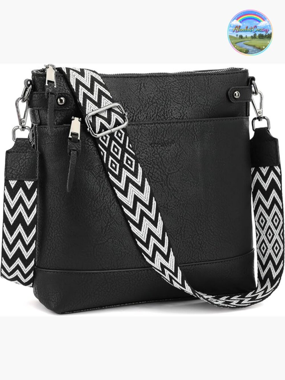 Vegan Leather Crossbody Hobo Bag with Guitar Strap